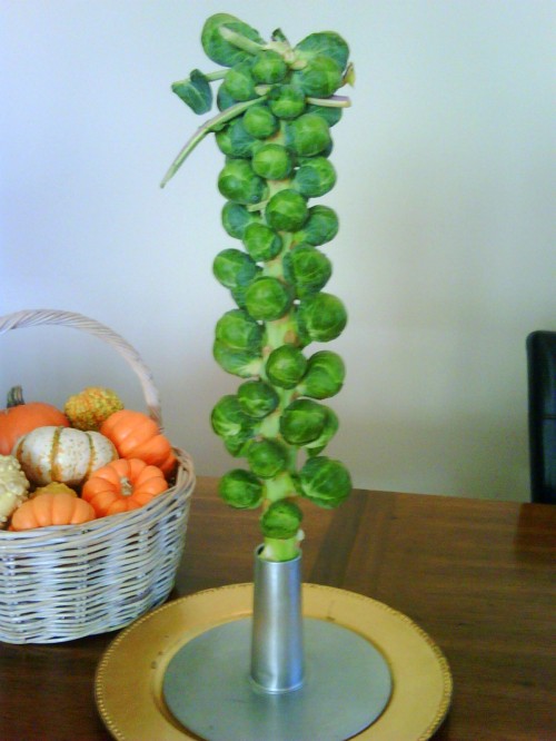 Festive Brussel Sprout Centerpiece Tree Serving Suggestion